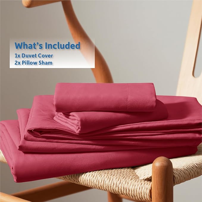 Nestl Burgundy Red Duvet Cover Full Size - Soft Double Brushed Full Size Duvet Cover Set, 3 Piece, with Button Closure, 1 Duvet Cover 80x90 inches and 2 Pillow Shams