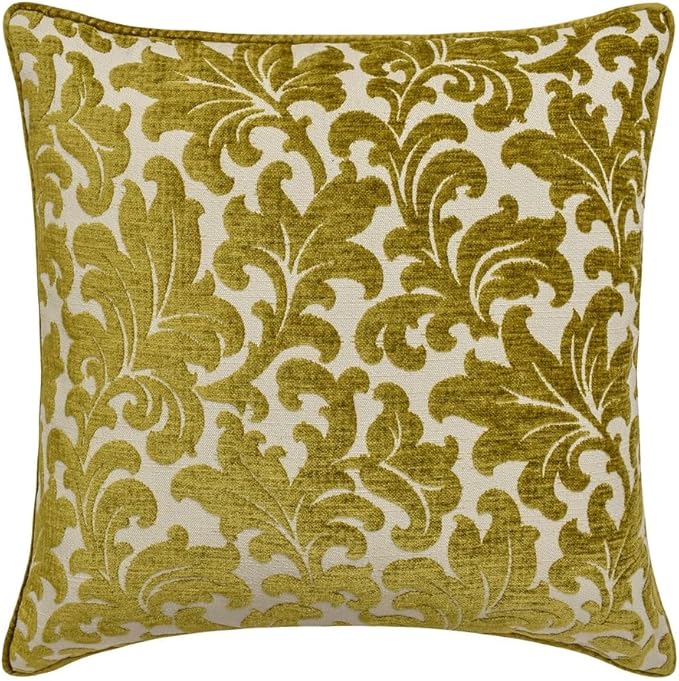 The HomeCentric King/Queen/Twin Chartreuse Designer King 90"x18" Bed Runner with Pillow Cover, Velvet, Floral Pattern Bed Scarf on Velvet Fabric - Enchanted Chartreuse