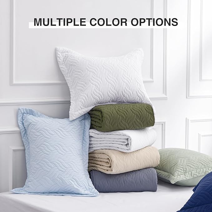 Love's cabin King Size Quilt Bedding Set Olive Green Bedspreads - Bed Summer Lightweight Bedspread Comforter - Wave Pattern Bedding Coverlet for All Season - 3 Pieces (1 Quilt, 2 Pillow Shams)
