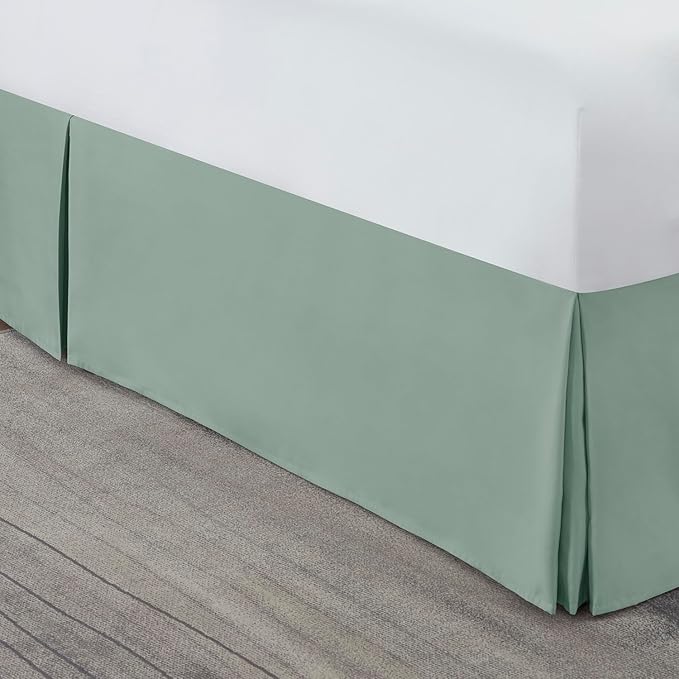 Nestl Sage Green Twin XL Bed Skirt - Twin XL Size Bed Skirt 14 Inch Drop - Brushed Microfiber Bed Skirts - Hotel Quality Pleated Bed Skirt - Shrinkage & Fade Resistant
