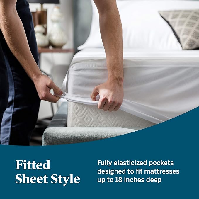 LUCID Zippered Mattress Encasement – Waterproof Twin Size Mattress Protector – Fits Mattresses 6 to 18 Inches with Secure Elastic – Shields All 6 Sides – Quiet cover – White
