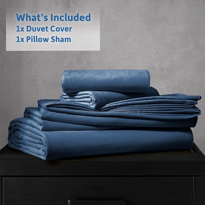 Nestl Twin Duvet Cover Set - Soft Prewashed Navy Blue Duvet Cover Twin/Twin XL, 2 Piece, with Zipper Closure, 1 Duvet Cover 68x90 inches and 1 Pillow Sham