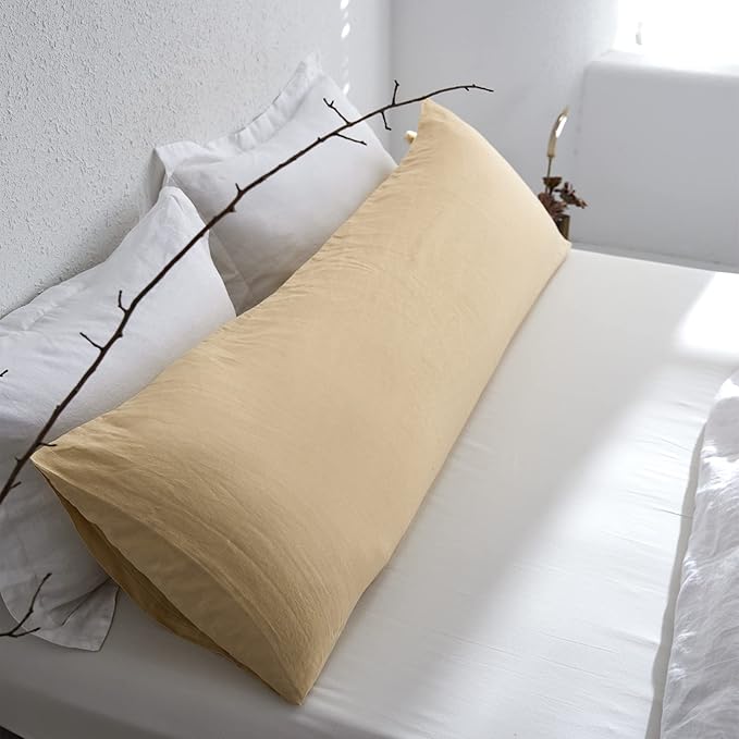 Simple&Opulence Body Pillow Cover 20" x 54",100% Pure Linen, Ultra Soft and Breathable, Body Pillowcase with Envelope Closure for Adults (Sand)