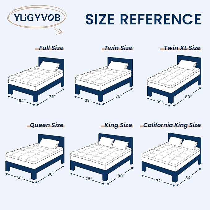 YUGYVOB Mattress Pad Extra Thick, Cooling, and Breathable California King Mattress Topper 8-21" Deep Pocket Soft Down Alternative Fill