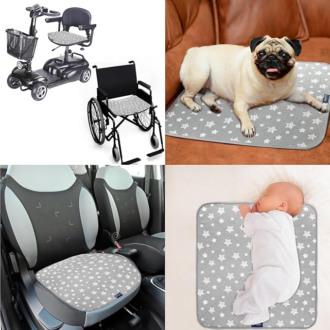 Waterproof Bed Pads Washable, Absorbent Chuck Pads Non Slip for Incontinence, Washable Pee Pads for Dogs, Waterproof Mattress Protector for Seniors, Bedwetting Kids, Hospitals, Pets, 18"x16" 2 Pack