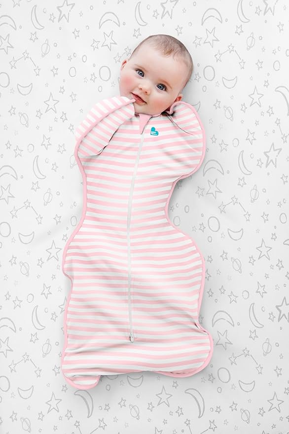 Love to Dream Swaddle UP, Stripe Pink, 1.0 TOG, Baby Sleep Sack, Self-Soothing Swaddles for Newborns, Improves Sleep, Snug Fit Helps Calm Startle Reflex, Newborn Essentials for Baby, 8-13lbs
