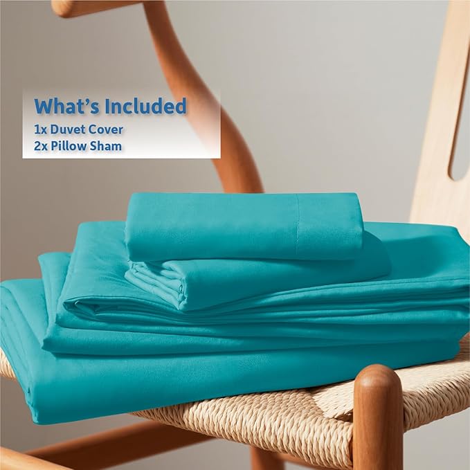 Nestl Teal California King Duvet Cover Sets - Soft Double Brushed Cal King Duvet Cover, 3 Piece, with Button Closure, 1 Duvet Cover 104x98 inches and 2 Pillow Shams