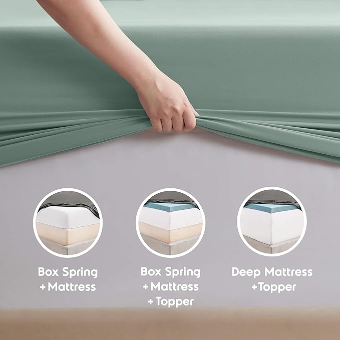 Nestl Full XL Sheet Set - Luxury 1800 Ultra-Soft Microfiber Full Extra Long Bed Sheets - Double Brushed - Deep Pockets - Easy Fit - 4 Piece Set - Bedding Sheets & Pillowcases (Full XL, Sage Green)