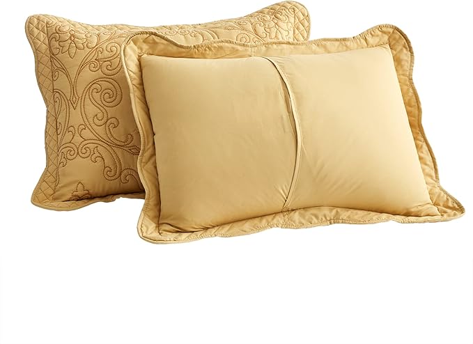 CHIXIN Microfiber Standard Pillow Shams Set of 2 - Decorative Quilted Pillow Covers - Grey - Size (20" x 26")