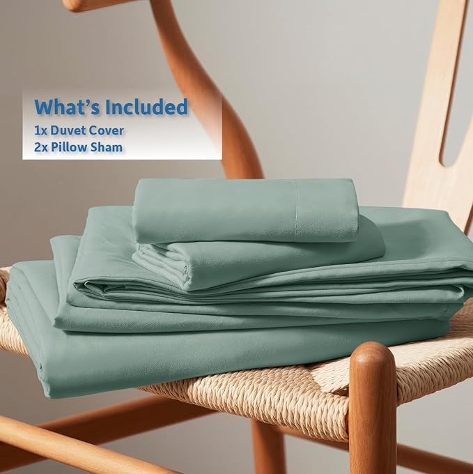 Nestl Sage Green California King Duvet Cover Sets - Soft Double Brushed Cal King Duvet Cover, 3 Piece, with Button Closure, 1 Duvet Cover 104x98 inches and 2 Pillow Shams