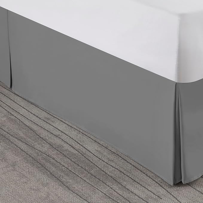 Nestl Grey Twin Bed Skirt - Twin Size Bed Skirt 14 Inch Drop - Brushed Microfiber Bed Skirts - Hotel Quality Pleated Bed Skirt - Shrinkage & Fade Resistant