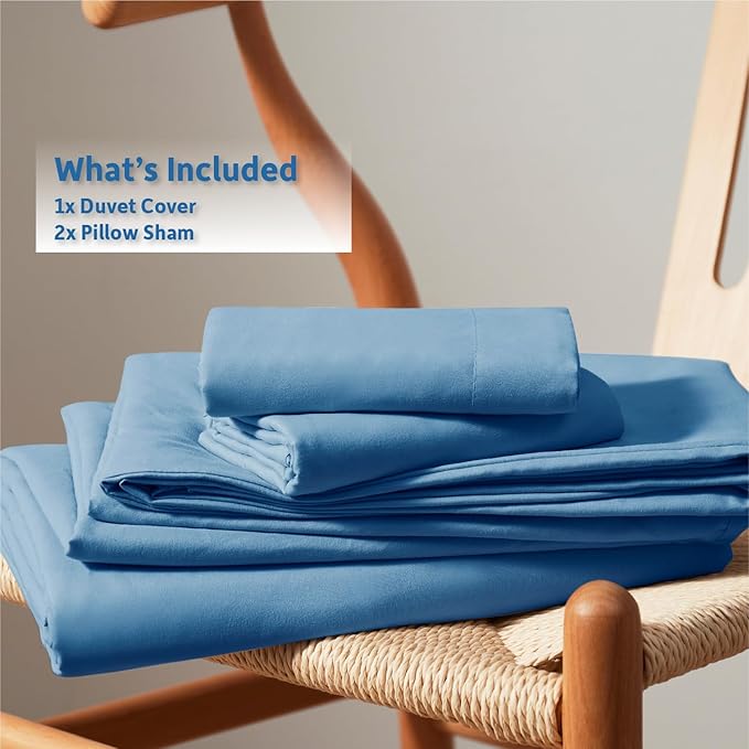 Nestl Blue Heaven Duvet Cover Full Size - Soft Double Brushed Full Size Duvet Cover Set, 3 Piece, with Button Closure, 1 Duvet Cover 80x90 inches and 2 Pillow Shams