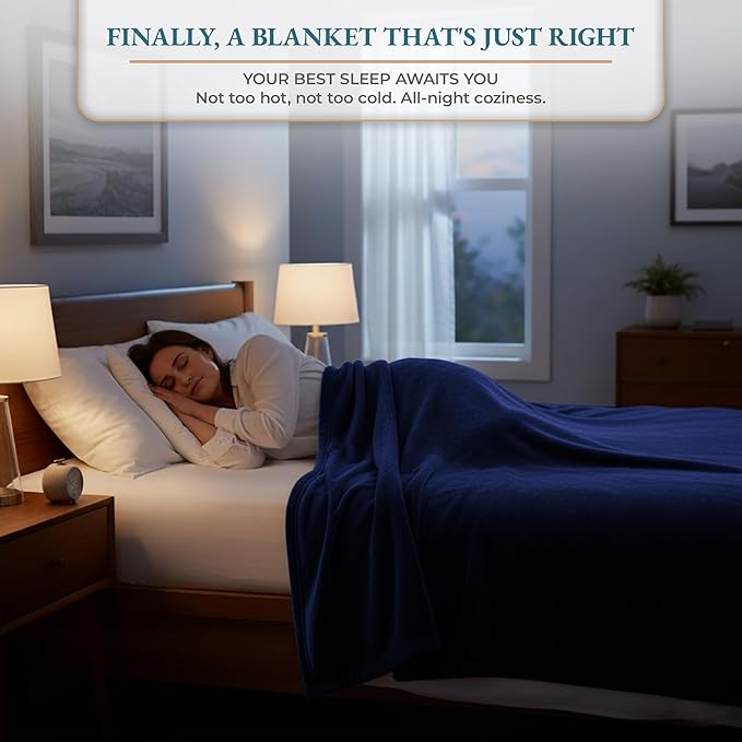 Casa Platino Fleece Blanket Queen Size – 300 GSM Navy Blue Fleece Throw for Bed or Couch – Soft Cozy Warm Holiday Bed Blanket for Winter, Fuzzy Plush Elegant Gifts for Men & Women - 90x90 Inch