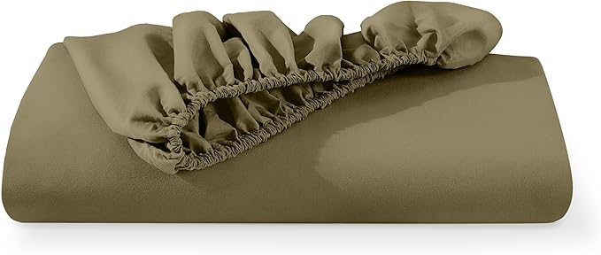 Bare Home Fitted Bottom Sheet Twin Extra Long - Premium 1800 Microfiber - Ultra-Soft Wrinkle Free - Deep Pocket - Twin XL Fitted Sheet (Twin XL, Olive)