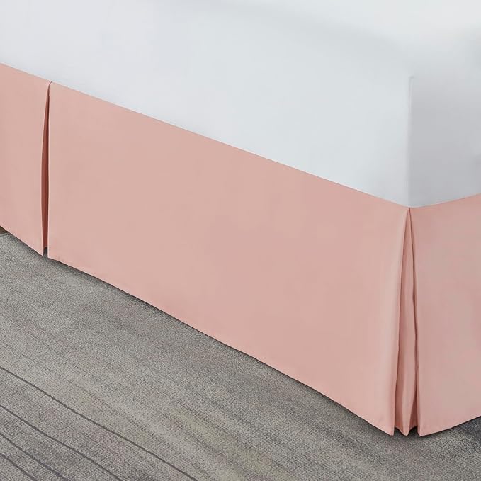 Nestl Peach Beige Bed Skirt Queen Size - Queen Bed Skirt 14 Inch Drop - Brushed Microfiber Bed Skirts - Hotel Quality Pleated Bed Skirt - Shrinkage & Fade Resistant