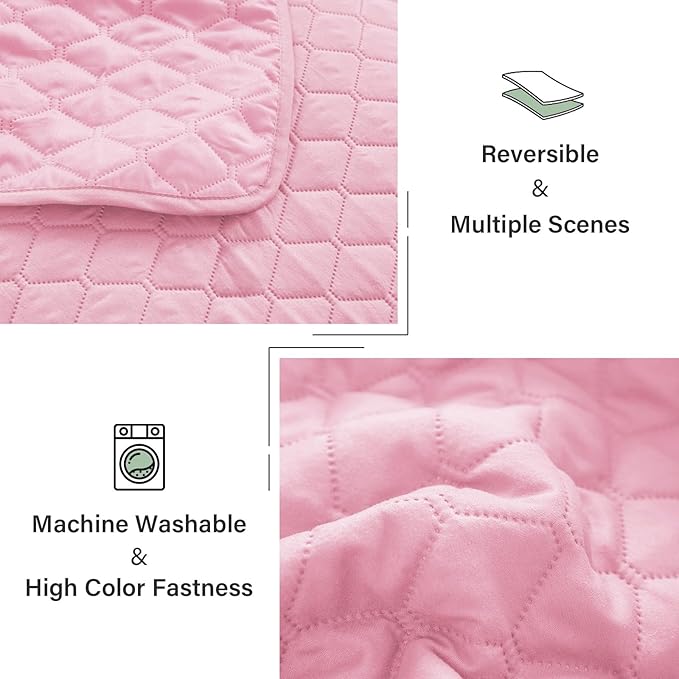 Exclusivo Mezcla Reversible King Size Quilt Bedding Set with Pillow Shams, Lightweight Quilts King Size, Soft Bedspreads Bed Coverlets for All Seasons - (Bright Pink, 104"x96")