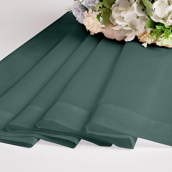 Chyhomenyc Hunter Green Sheer Curtains 36 inch Length 2 Panels, Light Filtering Voile Rod Pocket Short Window Curtians for Bathroom Living Room Farmhouse Small Windows, 42Wx36L inches