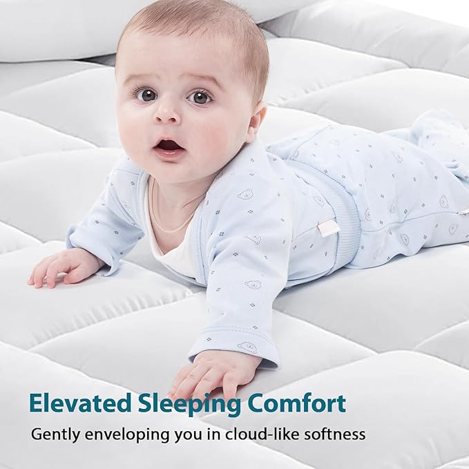 CYMULA Queen Mattress Topper for Back Pain - Extra Thick Cooling Mattress Pad Cover for Queen Size Bed - Soft Mattress Protector Pillow Top with 8-21 Inch Deep Pocket 3D Snow Down Alternative Fill