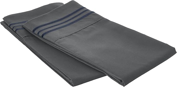 Elegant Comfort 1500 Thread Count Wrinkle & Fade Resistant Egyptian Quality Ultra Soft Luxurious 2-Piece Pillowcases, Standard Size, Gray
