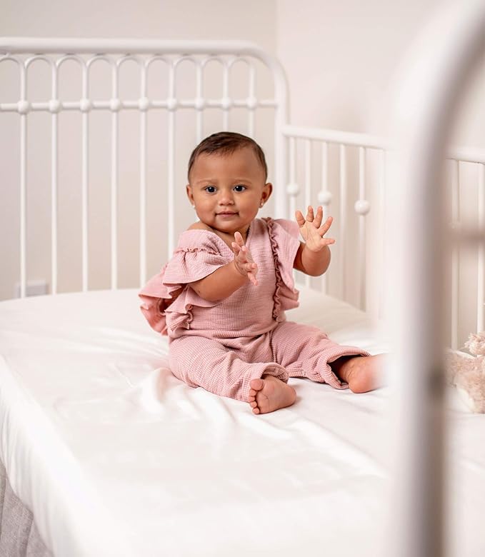 Crib Fitted Sheet by Pure Bamboo, Genuine 100% Organic Viscose Derived from Bamboo, Luxuriously Soft, Ultimate Cooling, Fits Standard Size Crib Mattress (Stone Grey)