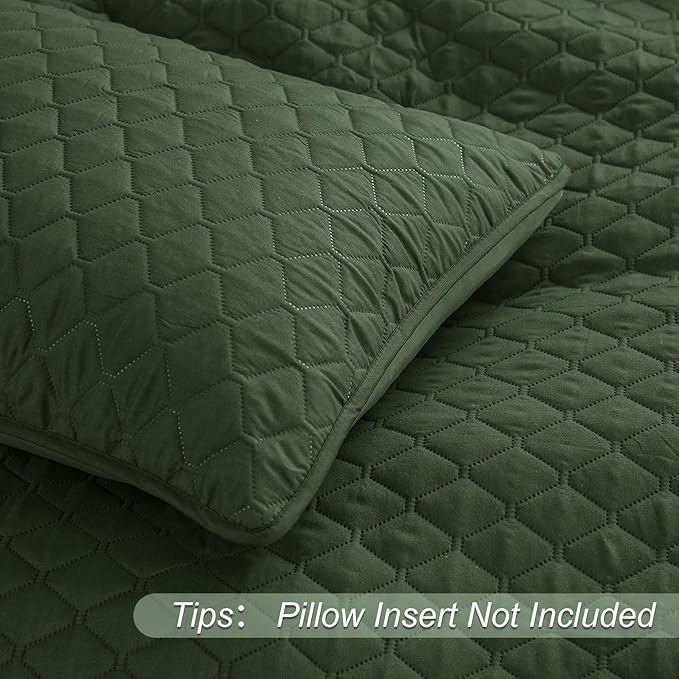 Exclusivo Mezcla Reversible California King Size Quilt Bedding Set with Pillow Shams, Lightweight Quilts Cal King Size, Soft Bedspreads Bed Coverlets for All Seasons - (Olive Green, 112"x104")