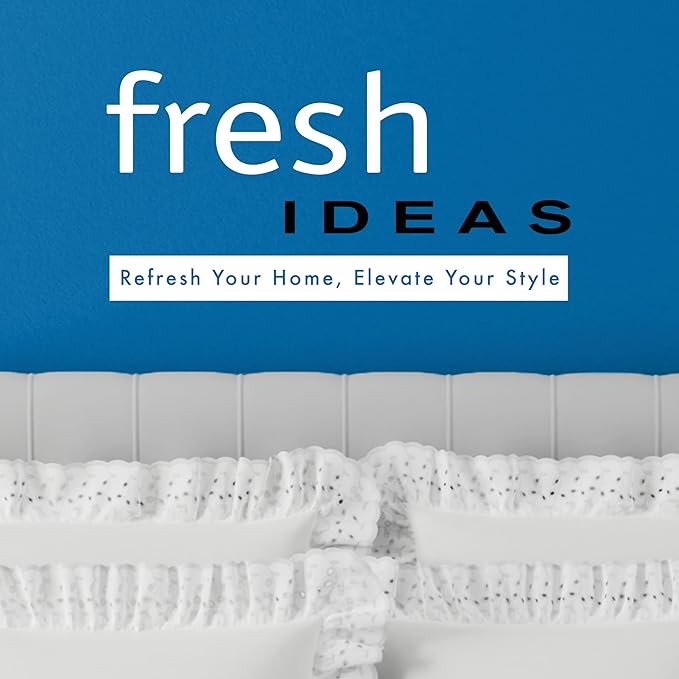 Fresh Ideas Eyelet Bed Skirt, Ruffled Design, 14 Inch Drop, Embroidered Scalloped Edge, California King, Ivory