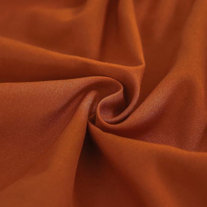 MEILA Wrap Around Bed Skirt Three Fabric Sides Elastic Dust Ruffled 24 Inch Tailored Drop,Easy to Install Fade Resistant-Caramel, Twin/Full