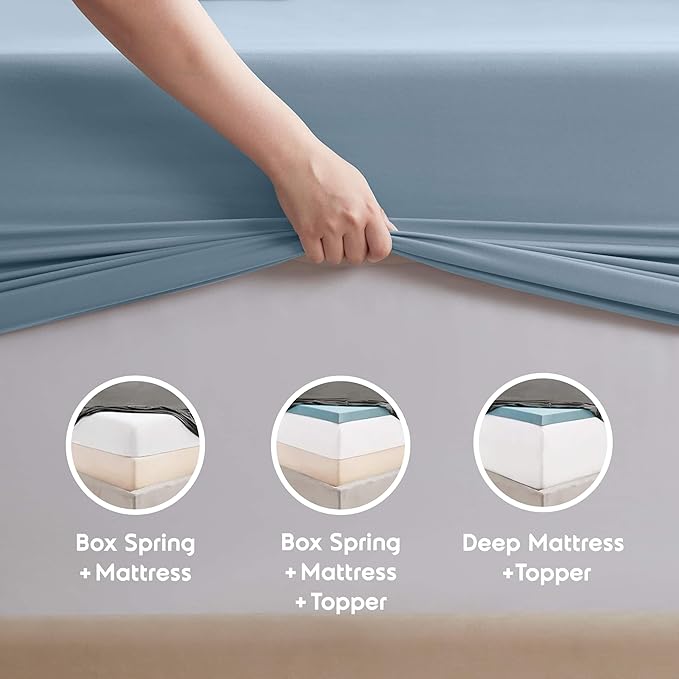 Nestl Twin XL Sheet Set - College Dorm Size - Luxury 1800 Ultra-Soft Microfiber Twin Extra Long Bed Sheets - Deep Pockets - Easy Fit - Extra Soft - 3 Piece Set (Twin XL, Stone Blue)