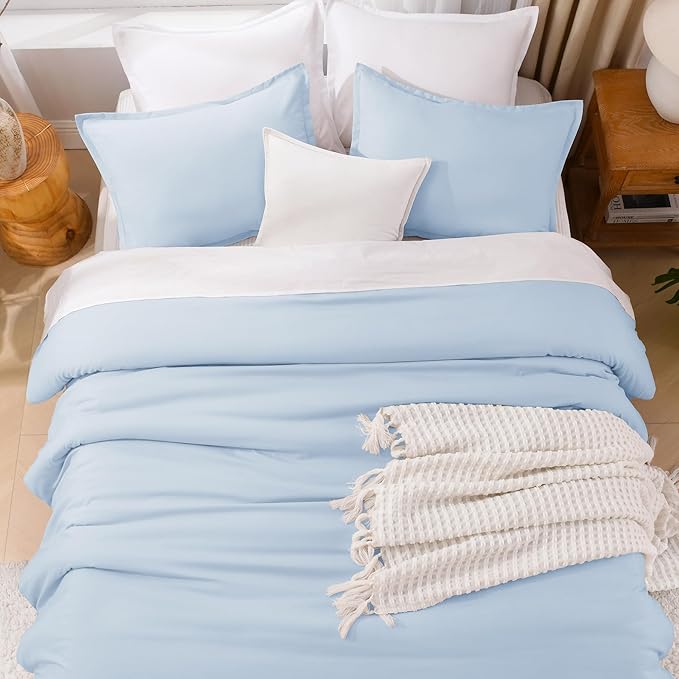 Litanika Comforters Twin XL Size Light Blue, 2 Pieces Lightweight Solid Bedding Set & Collections, All Season Fluffy Bed Set (68x92 Inches Comforter & 1 Pillowcase)