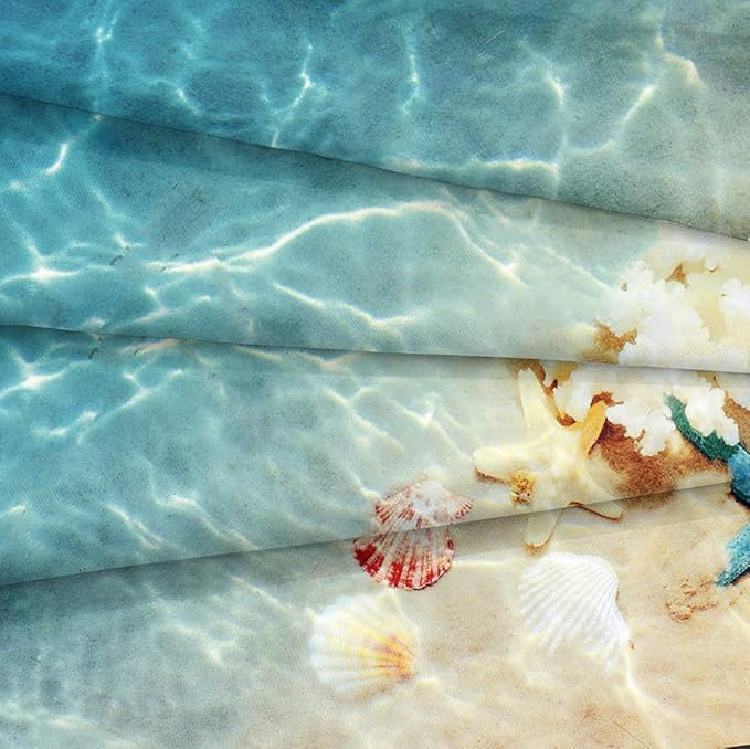 Bedbay Beach Comforter Sets King Size Beach Themed Bedding 3 Pieces Microfiber Soft Fluffy Shell Comforter Blue Ocean Decor Turquoise Teal Seashell Quilt Set for All Seasons (Coastal, King)