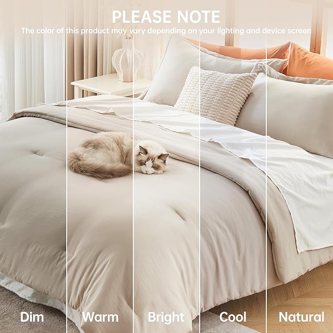 MUXHOMO King Size Comforter Set, All Season Ultra Soft Down Alternative Bedding - 3 Piece Lightweight Bed Set Includes 1 Comforter (104"x90") and 2 Pillow Shams (20"x36"), Linen