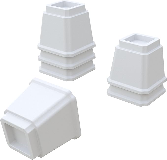 Bed Risers Heavy Duty 5 Inches Bed Elevators, Set of 6 Lifts Up 3,000 lbs Furniture Riser for Sofa and Table, White