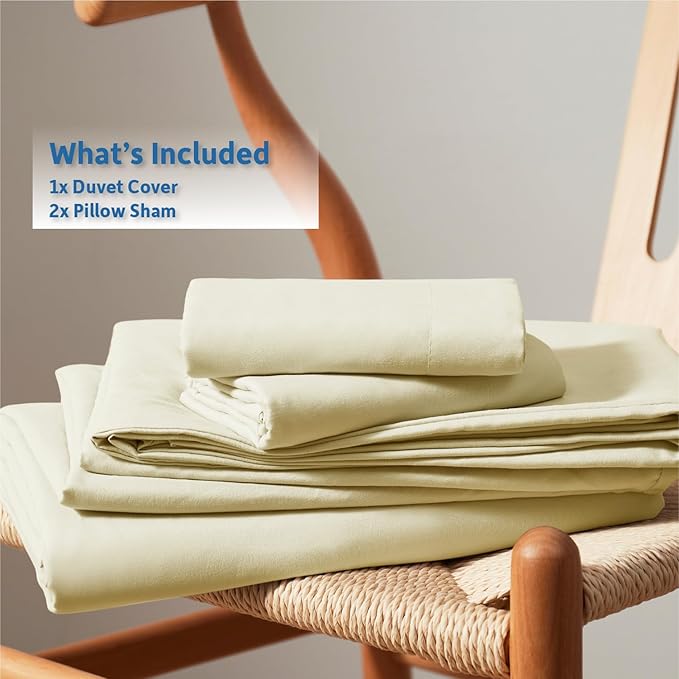 Nestl Vanilla Yellow California King Duvet Cover Sets - Soft Double Brushed Cal King Duvet Cover, 3 Piece, with Button Closure, 1 Duvet Cover 104x98 inches and 2 Pillow Shams