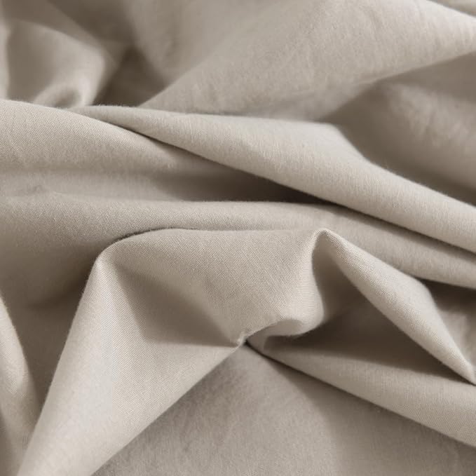 NEXHOME PRO King Duvet Cover Set – 100% Certified Organic Cotton with Washed Feel & Linen-Like Texture, Comfortable & Breathable, Home Bedding Set Light Linen (No Comforter)