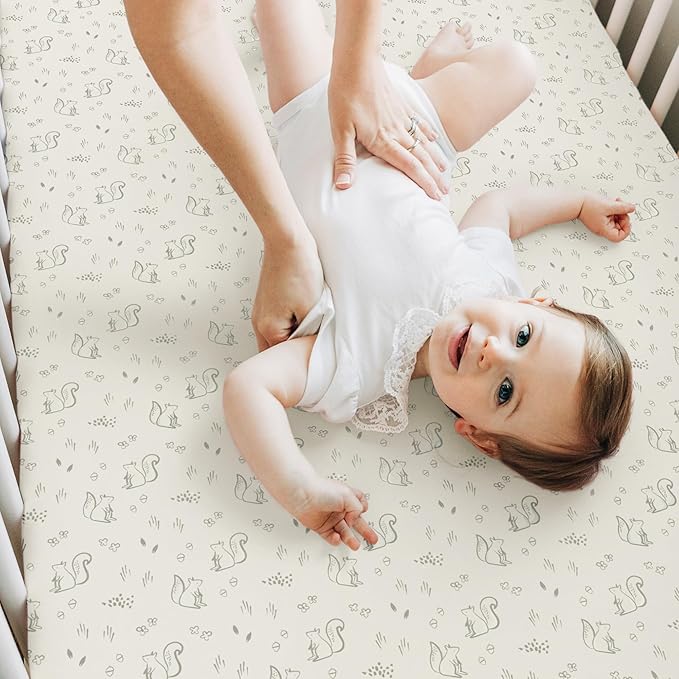 KeaBabies 2-Pack Baby Crib Sheets for Boys, Girls - 52x28 Viscose Derived from Bamboo Toddler Bed Sheets Neutral, Fitted Crib Mattress Cover for Standard Baby Bedding, Soft & Cozy (Pine Grove)
