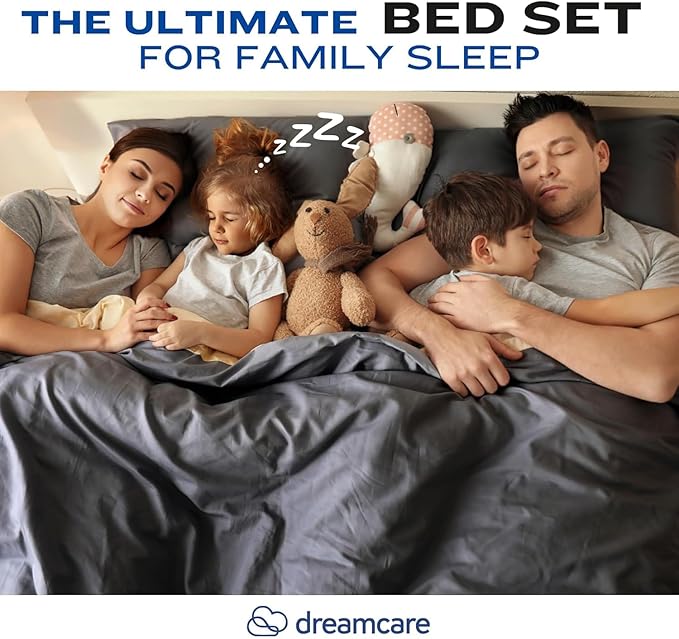 DREAMCARE Full Size Sheets Set - 4 Pcs Cooling Bed Sheets with Up to 15" Deep Pockets - Soft, Long-Lasting 100% Brushed Polyester with Side Pocket (Mocha Brown)