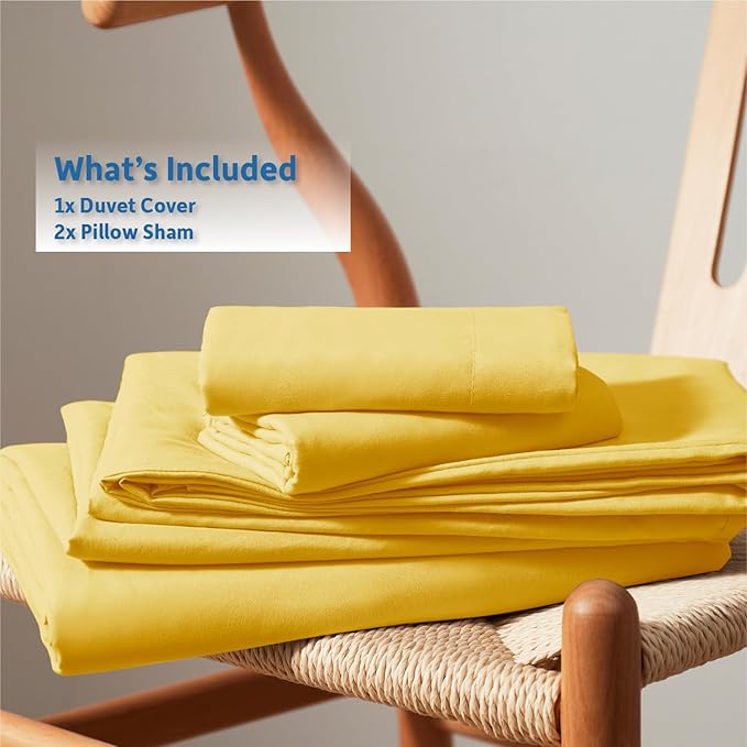 Nestl Yellow Duvet Cover King Size - Soft Double Brushed King Duvet Cover Set, 3 Piece, with Button Closure, 1 Duvet Cover 104x90 inches and 2 Pillow Shams
