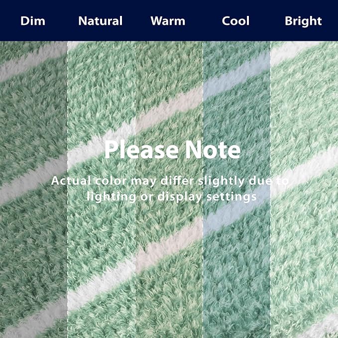 DEZ FURNISHINGS Oversized Cozy Knit Look Cloud-Soft Plush Printed Fleece Throw Blanket, Lightweight & Breathable, Queen (90" x 90"), Sage Green Stripe
