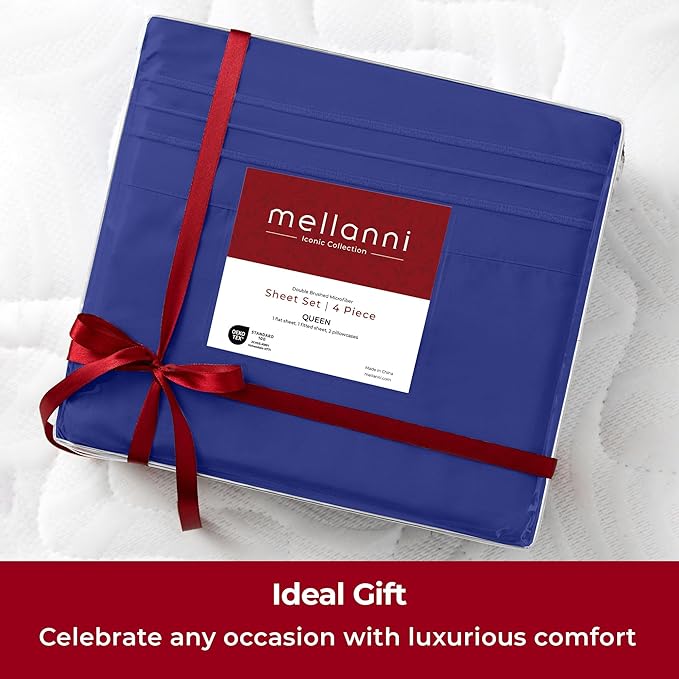 Mellanni Extra Deep Full Sheets - 4 PC Iconic Collection Bedding - Hotel Luxury, Ultra Soft, Cooling Bed Sheets - Wrinkle, Fade, Stain Resistant (Full, Royal Blue)