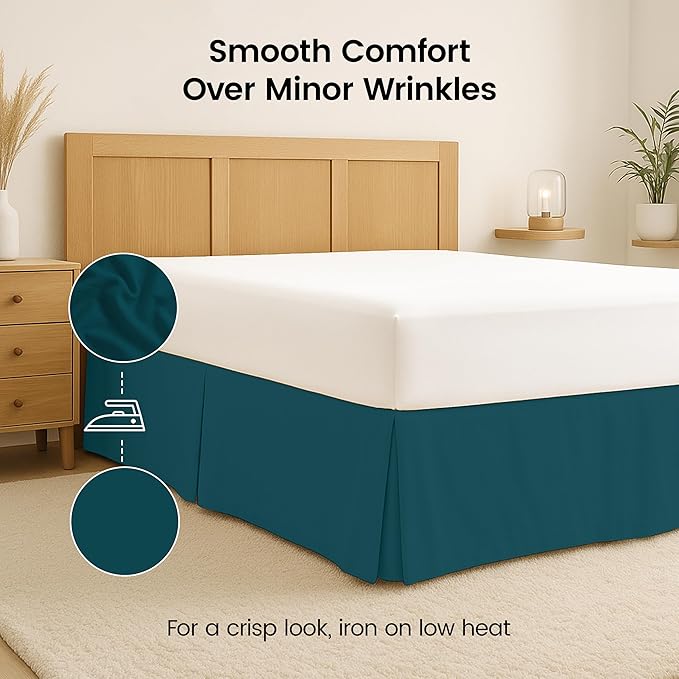 Utopia Bedding Full Bed Skirt - Soft Quadruple Pleated Ruffle - Easy Fit with 16 Inch Tailored Drop - Hotel Quality, Shrinkage and Fade Resistant (Full, Teal)