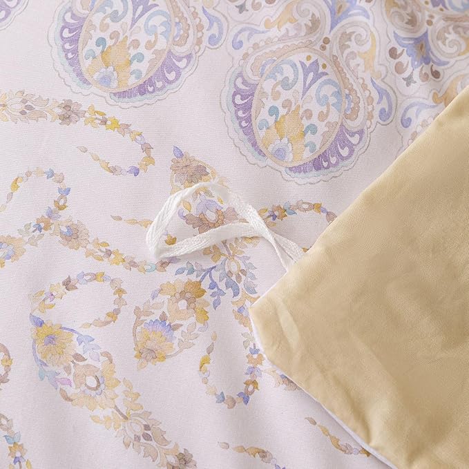 OAITE Duvet Cover Set King Size Floral Pattern Ultra Soft 100% Cotton Duvet Cover Sets 3-PC, Breathable Duvet Cover with Zipper Closure & Corner Ties(2 Pillow Shams,1 Duvet Cover)