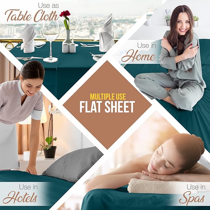 Utopia Bedding Flat Sheet - Soft Brushed Microfiber Fabric - Shrinkage & Fade Resistant Top Sheet - Easy Care - 1 Flat Sheet Only (King, Teal)