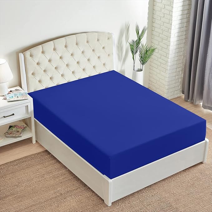 Mellanni Twin Fitted Sheet - Iconic Collection Bedding Sheets with up to 16 inch Deep Pocket - Soft & Cooling - Fade & Stain Resistant - 1 PC (Twin, Royal Blue)