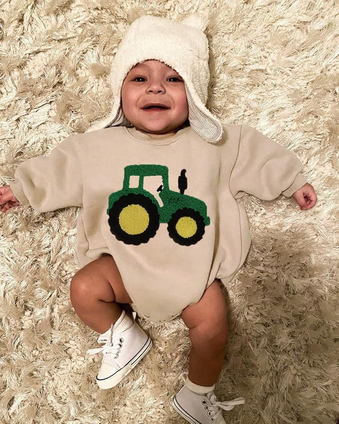 VISGOGO Newborn Infant Baby Boy Girls Oversized Romper Little Dude Sweater Onesie Coming Home Outfit Neutral Clothes