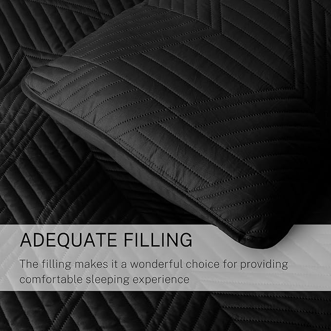 Exclusivo Mezcla California King Quilt Bedding Set, Lightweight Black Oversized King Bedspreads Soft Modern Geometric Coverlet Set for All Seasons (1 Quilt and 2 Pillow Shams)