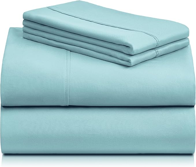 LuxClub 3 PC Sheet Bed Sheets Deep Pockets 18" Eco Friendly Wrinkle Free-Kids-Fitted Sheets Hypoallergenic Anti-Bacteria Machine Washable Hotel Bedding Silky Soft - Aqua Twin