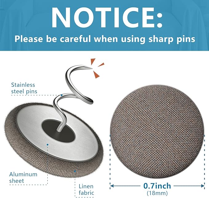 Flax Covered Button Twist Pins - for Bed Skirts Pins,Sofa,Upholstery,Armchair Caddies, Armrest Covers, Slipcovers (12, M-Brown 12)