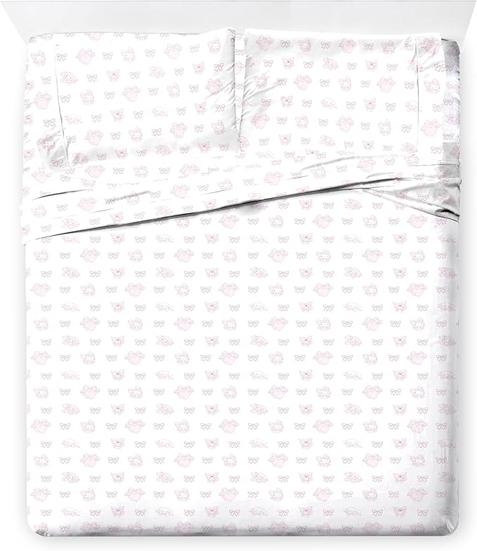 Jay Franco Comforter Set Includes Sheets and Pillow Covers - Soft and Cozy Bed Set for Stylish Room Decor, Official Licensed Bedding, Multi - Hello Kitty, 7 Piece Queen