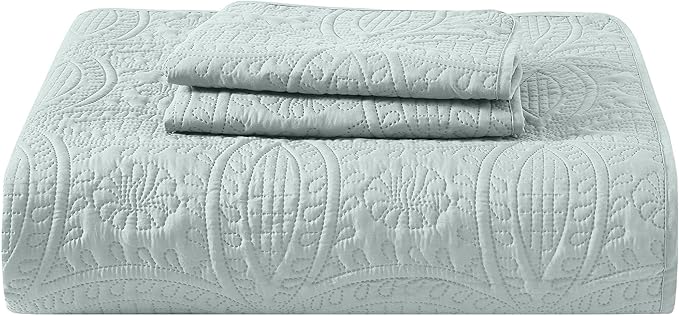 Mellanni Twin Bedspread Coverlet Set - Bedding Cover with Sham - Ultrasonic Quilting Technology - 2 Piece Oversized Quilt Set - Bedspreads & Coverlets (Twin, Spa Mint)