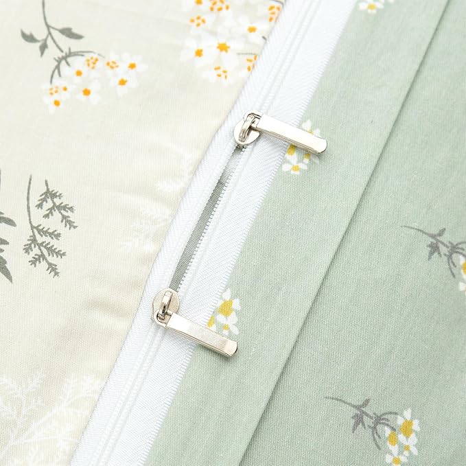 CottonLife Floral Duvet Cover Twin 100% Brushed Microfiber 3 Pieces Bedding Sets, Reversibl Chic Garden Style Floral Pattern Flower Twin Duvet Cover with Zipper Closure